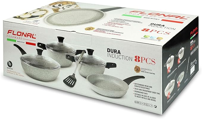 Flonal Pepita Bronze 8-Piece Forged Aluminum Non-Stick Cookware Set (Gray)