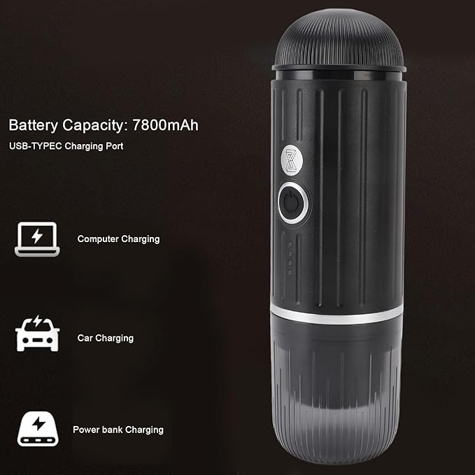 EBTOOLS Portable Espresso Machine Electric Coffee Maker with 7800mAh Battery and Type C Charging Compatible with Ground Coffee and Capsules for Travel Camping Office