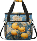 Lemon Flower Coffee Maker Travel Bag for Keurig K-Mini/K-Mini Plus Insulated Waterproof Tote with Pockets for K-Cup Portable Single-Serve Brewer Case