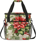 Christmas Flowers Coffee Maker Carrying Bag Abstract Flowers Travel Storage Bag Compatible with K-Mini or K-Mini Plus Single Serve Coffee Brewer Carrying Case with Multiple Pockets &amp Shoulder St