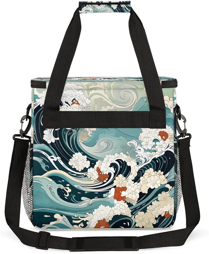 Waves Ocean Design Coffee Maker Travel Bag for K-Mini or K-Mini Plus Single Serve Coffee Brewer Portable Storage Tote Case for Tarvel