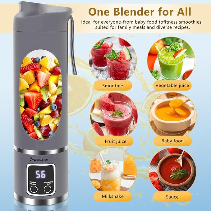 Portable Blender Personal Electric USB 500ML Portable juicer Shakes and Smoothies Blender Small Blenders Mixing Compact Convenient and Versatile Blue