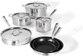 All-Clad D3 3 Ply Stainless Steel Nonstick Bonded Cookware Set 10 Piece Oven Broiler Safe 600F Kitchen Cooking Set w/Frying Pan Sauce Pan Saute Pan Stockpot Professional Pots &amp Pans Set Silv