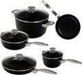 Swiss Diamond Pots and Pans Set Non Stick Nonstick Hybrid Ceramic and Diamond-Infused Glass Lids Dou Ceramic Cookware Set Dishwasher &amp Oven Safe Up To 500 °F 9 Pieces