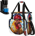 Funny Rooster Glass Painting Coffee Maker Carring Bag Travel Carrying Storage Tote Bag Compatible with Keurig K-Mini or K-Mini Plus Portable Single Serve Coffee Brewer Case with Pockets