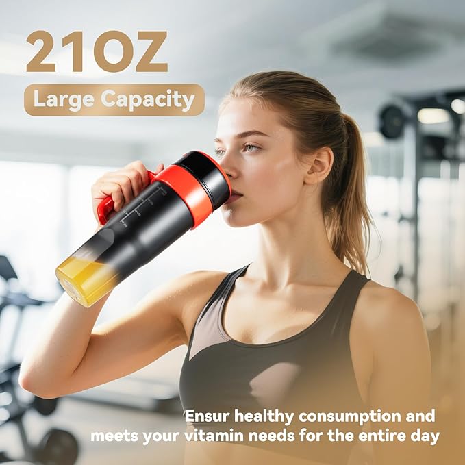 Personal Blender for Shakes and Smoothies with 6 Blades 21oz(600ml) Personal Size Juicer USB-C Rechargeable with Straw Brush&ampLid for Home Gym Travel Kitchen (Black)