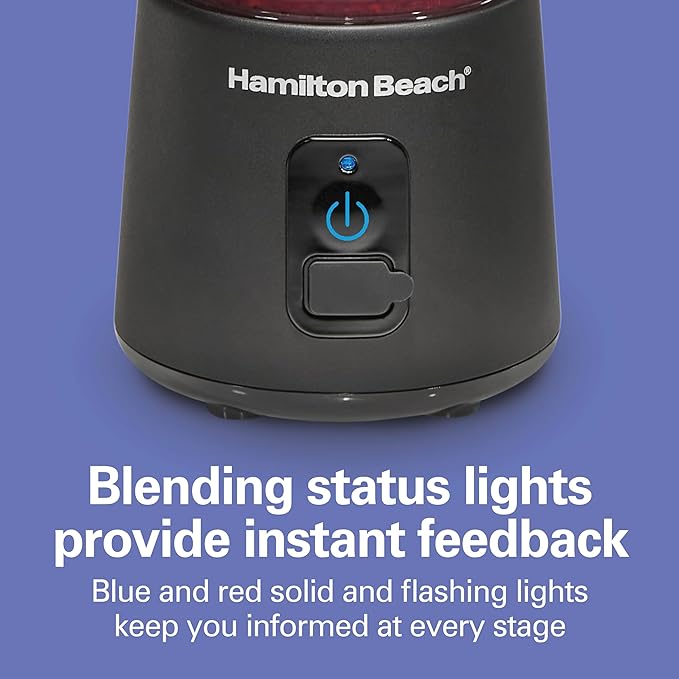 Hamilton Beach Mini Cordless Portable Personal Blender for Shakes and Smoothies USB Rechargeable 16 oz. Jar with Leakproof Travel Lid 6 Stainless Steel Blades Black (51180)