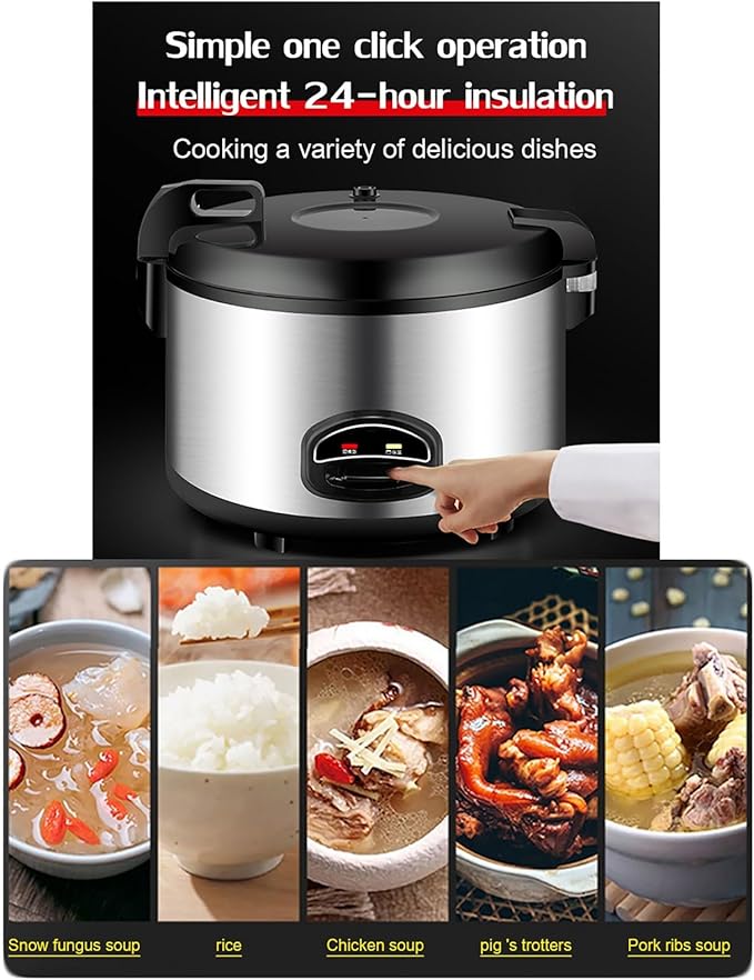 Commercial Rice Cooker Large Rice Cooker with Nonstick Inner PotStainless Steel Exteriorfor HotelsCanteensSchoolRestaurant 10-35 People Rice CookerOne Color-13L-1900W