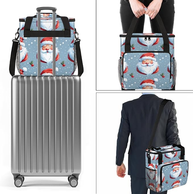 Mystical Santa Claus Coffee Maker Carrying Bag Graffiti Santa Claus Travel Storage Bag Compatible with K-Mini or K-Mini Plus Single Serve Coffee Brewer Carrying Case with Pockets &amp Shoulder Stra