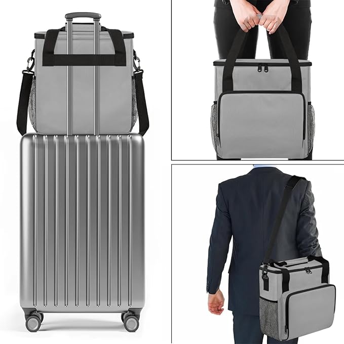 Grey Coffee Maker Carrying Bag Waterproof Insulated Leakproof Cooler Bag Portable Storage Tote Bag Organizer With Shoulder Strap