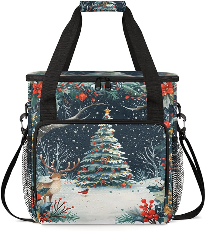 Abstract Tree Coffee Maker Carrying Bag Xmas Tree Travel Storage Bag Compatible with K-Mini or K-Mini Plus Single Serve Coffee Brewer Carrying Case with Multiple Pockets &amp Shoulder Strap