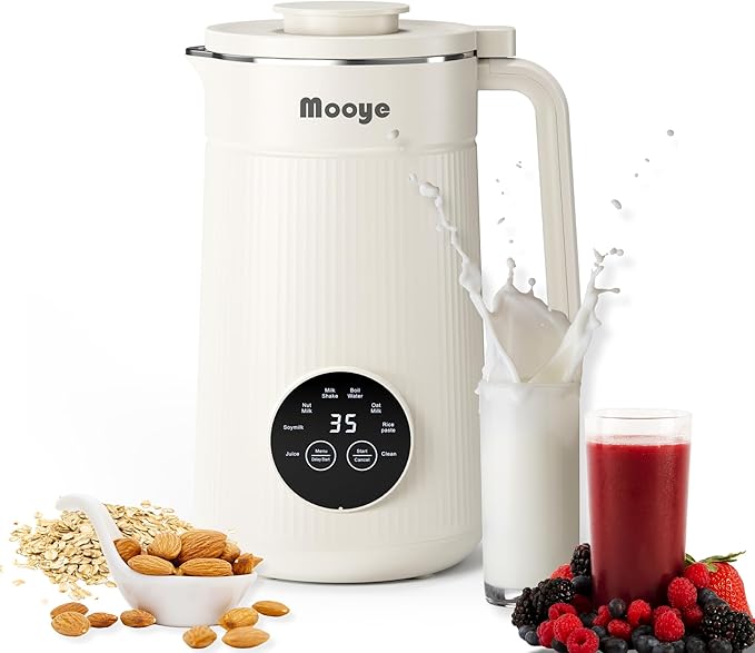 8 in 1 Automatic Nut Milk Maker Machine 35oz Multi-Functional Soybean Milk Maker with 10 Blades Plant-Based Oat Almond Dairy Free Beverages with 12h Timer Heating Auto-clean Keep Warm 2h