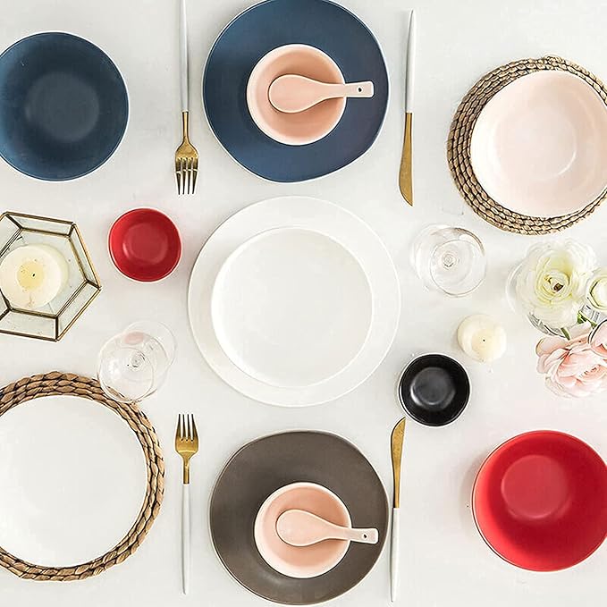 Dinnerware Set Family Dinner Service Set42 Pieces-Porcelain Dinnerware SetService for 6/8 Modern Kitchen Dinnerware SetInclude Plates Bowl Sets-