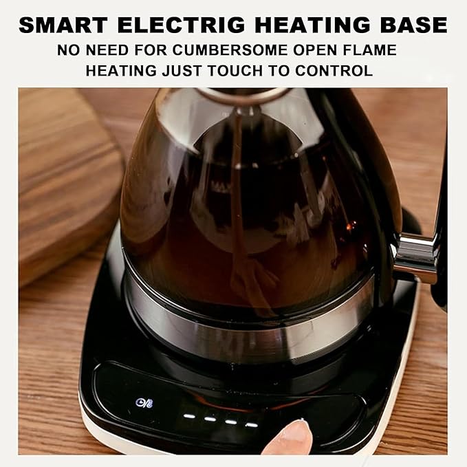 750W Syphon Vacuum Coffee Maker 240ml Glass Syphon Coffee Pot 3 Speed Adjustable Anti-dry Burn Protection Split Design Smart Touch Withstands Temperatures Up To 210°C for At Home Coffee Shops