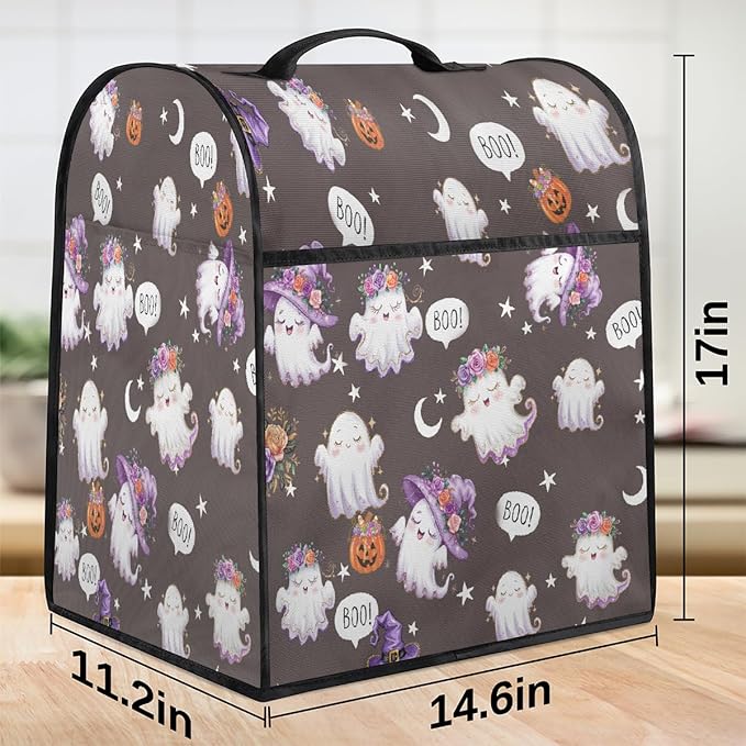 cfpolar Kitchen Aid Mixer Cover Compatible with 6-8 Quarts Halloween Cute Ghosts Stand Mixer Cover Kitchen Aid Mixers Accessories Appliance Organizer Bag Dust Covers with Zipper Pocket