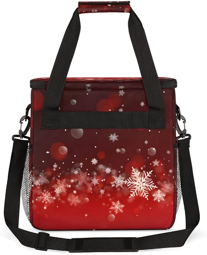 Xmas Snowflakes Coffee Maker Carrying Bag Portable Travel Storage Tote Bag Compatible with K-Mini or K-Mini Plus Single Serve Coffee Brewer Carrying Case with Multiple Pockets &amp Shoulder Strap