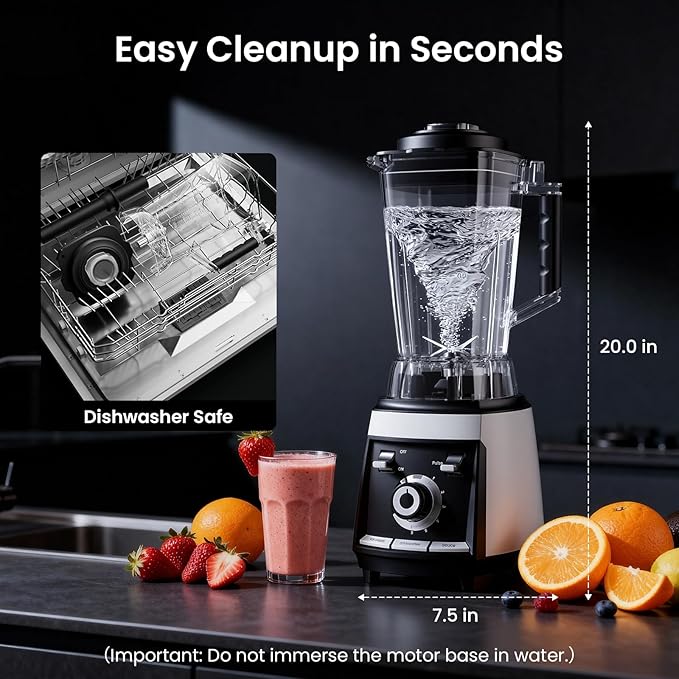 1800 WP Smoothie Blenders for Kitchen 30000 RPM Large Blender for Smoothies Ice Crushing &amp Frozen Fruit Heavy Duty Grinder with 68oz BPA-Free Pitcher Adjustment Speed Knob Silver