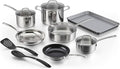 13-Piece Stainless Steel Cookware Set with Glass Lids and Kitchen Utensils