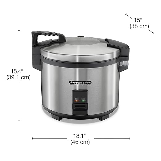 Proctor Silex Commercial 37560R Rice Cooker/Warmer 60 Cups Cooked Rice Capacity Nonstick Inner Pot Hinged Lid Stainless Steel Housing Conforms to NSF