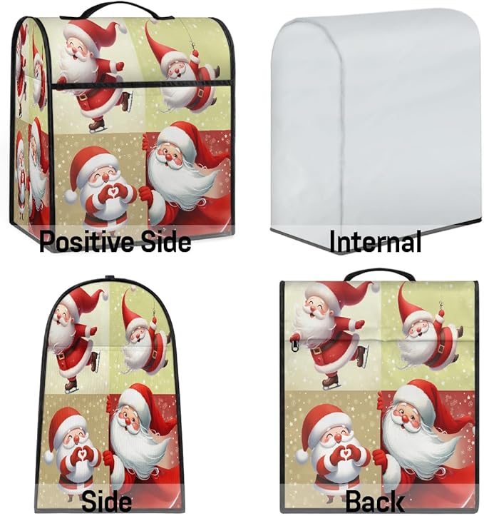 cfpolar Kitchen Aid Mixer Cover Compatible with 6-8 Quarts Xmas Santa Claus Christmas Stand Mixer Cover Kitchen Aid Mixers Accessories Appliance Organizer Bag Dust Covers with Zipper Pocket