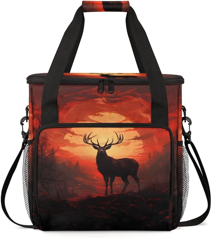 Forest Elk Coffee Maker Carrying Bag Abstract Elk Travel Storage Bag Compatible with K-Mini or K-Mini Plus Single Serve Coffee Brewer Carrying Case with Multiple Pockets &amp Shoulder Strap