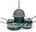 Ninja Ceramic Pro 11Piece Cookware Set NonStick Pots &amp Pans Set with Glass Lids Nontoxic PTFE Free Ceramic Coated Oven Safe All Stovetops &amp Induction Compatible British Racing Green CW