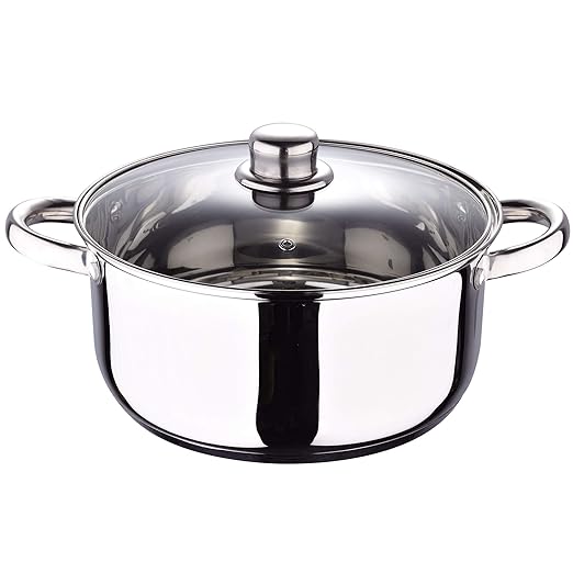 San Ignacio 7-Piece Cookware Set - Stainless Steel Includes 16 x 7.5 cm Casserole 18 x 8.5 cm Saucepan with Lid 20 x 9.5 cm Saucepan with Lid 24 x 11.5 cm Casserole with Lid