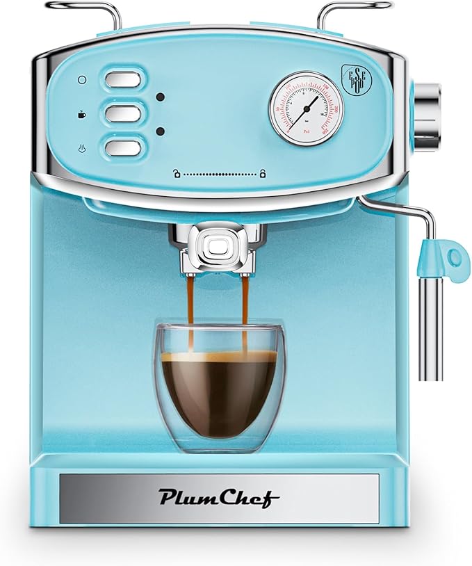 Espresso Machine for home- Professional Compact Espresso Maker with Milk Frother Steam Wand Pressure Gauge &amp 54oz Large Water Tank Low Noise Fast Brewing for Cappuccino Latte