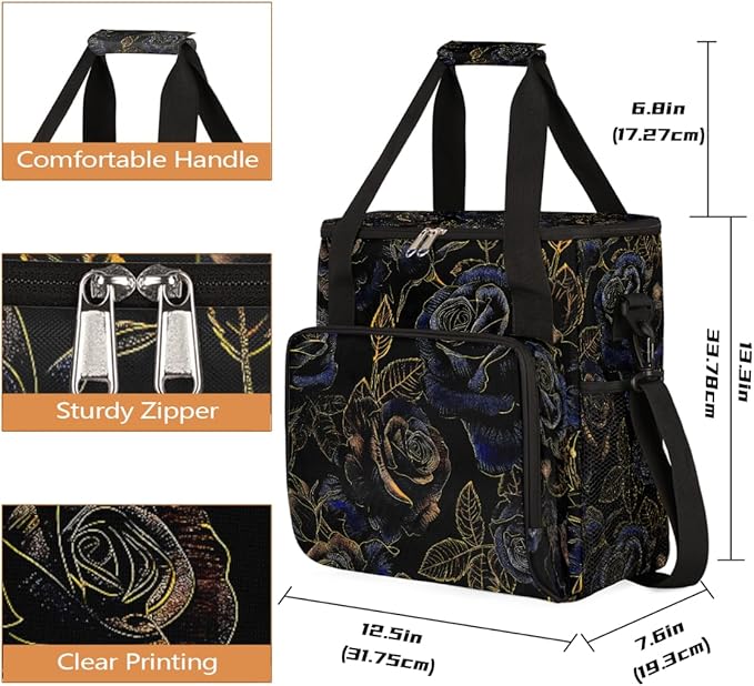 Rose Golden Blue Coffee Maker Carring Bag Travel Carrying Storage Tote Bag Compatible with Keurig K-Mini or K-Mini Plus Portable Single Serve Coffee Brewer Case with Pockets for K-cup Pods
