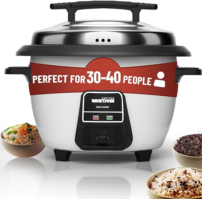 Wantjoin Rice cooker Stainless Rice Cooker &amp Warmer Commercial Rice cooker for party and family(10L capacity for 4.2L rice42CUPS) White