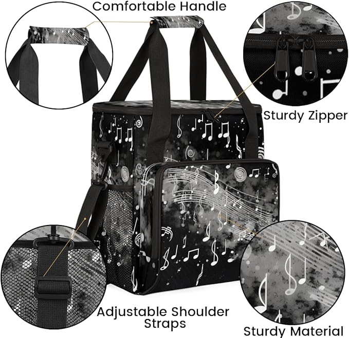 Beat Notes Coffee Maker Carrying Bag Active Music Symbol Travel Storage Bag Compatible with K-Mini or K-Mini Plus Single Serve Coffee Brewer Carrying Case with Multiple Pockets &amp Shoulder Strap