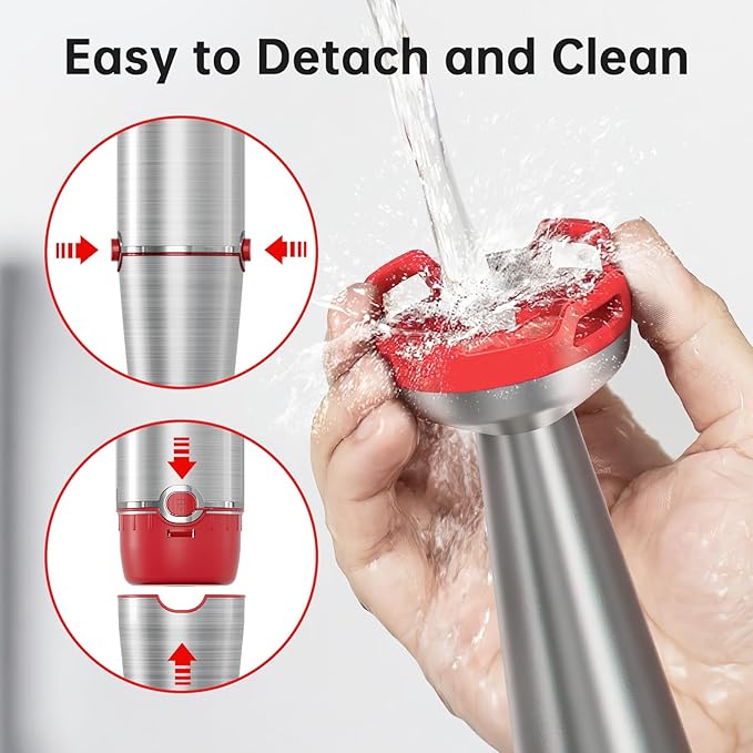 Immersion Blender Handheld Corded Hand Blenders Set 1100W Trigger Variable Speed 5 in 1 Stick Emulsifier with Chopper Whisk and Frother for Soup Baby Food and Smoothies Christmas red