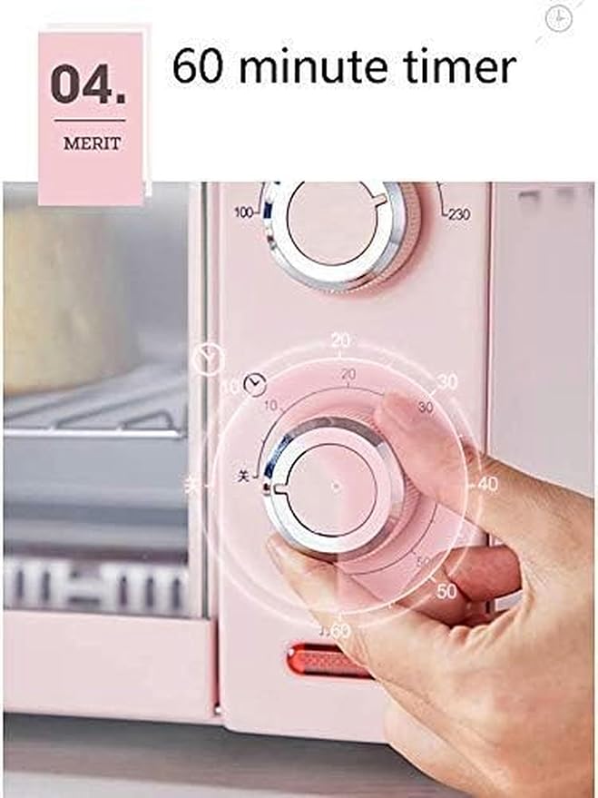 Mini Electric Oven Of 1000 W For Home 11 L Temperature Control 100-230 ℃ And 60-Minute Timer Bread Smart Bank Tempered Glass Door