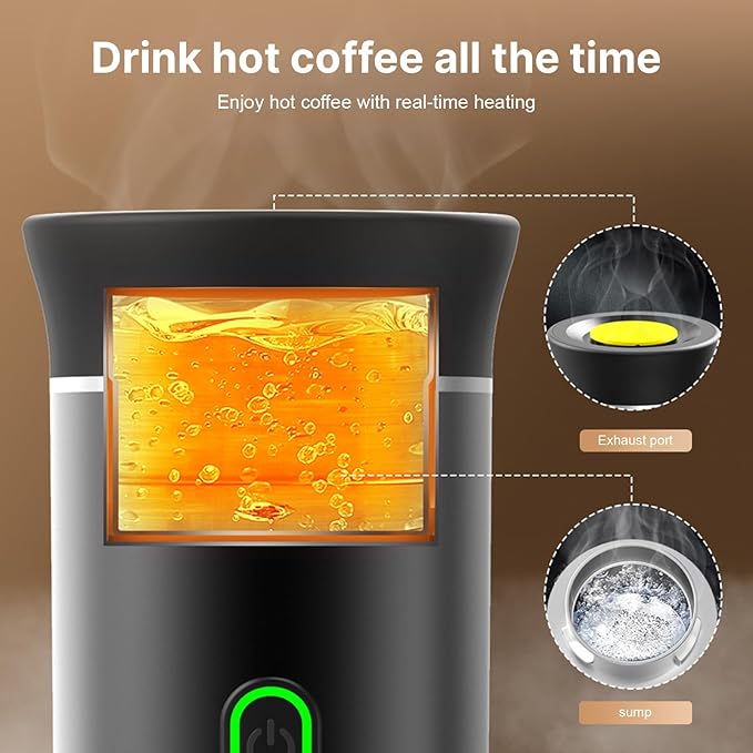 Portable Coffee Machine for Car Home Travel 3 in 1 Cordless Electric Coffee Maker Work with Capsule and Ground Coffee 15Bar Mini Cold Brew and Heating Coffee Maker with 150ml Cup