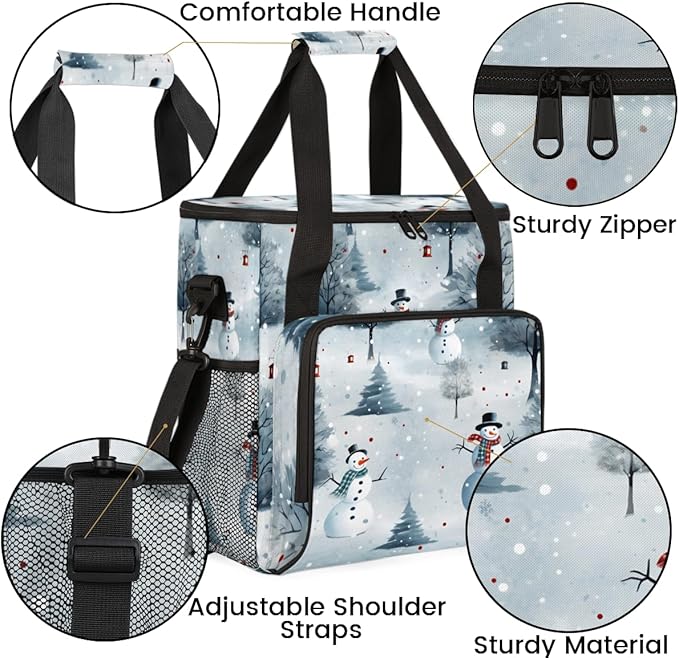 Xmas Snowman Coffee Maker Carrying Bag Mystical Snowman Travel Storage Bag Compatible with K-Mini or K-Mini Plus Single Serve Coffee Brewer Carrying Case with Multiple Pockets &amp Shoulder Strap