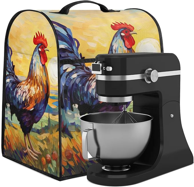 cfpolar Kitchen Aid Mixer Cover Compatible with 6-8 Quarts Starry Sky Cock Flower Stand Mixer Cover Kitchen Aid Mixers Accessories Appliance Organizer Bag Dust Covers with Zipper Pocket