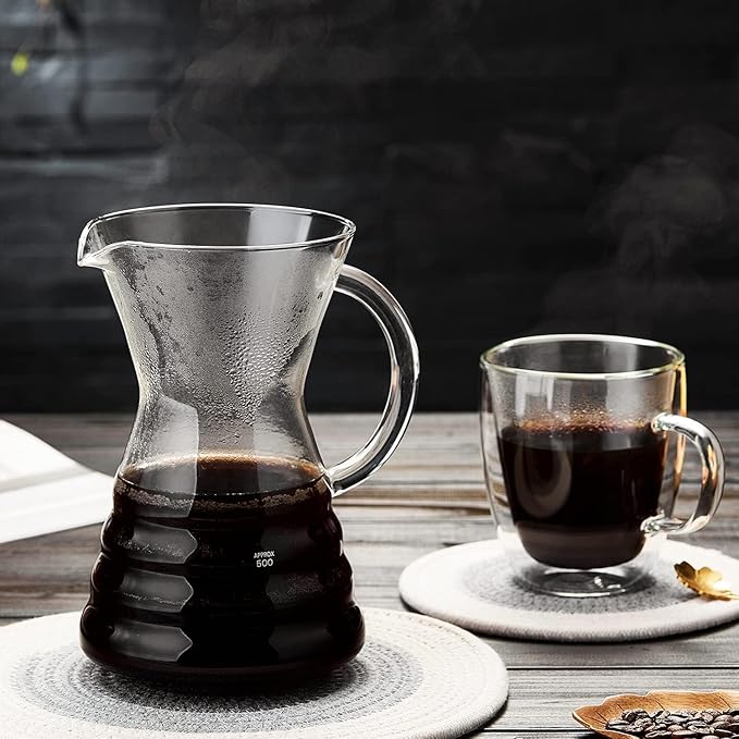 Unbreakable - 18 Pack Pour Over Coffee Maker with Permanent Stainless Filter 27 fl oz Thickened Heat-Resistant Borosilicate Glass Dripper Coffee Brewer Stovetop Safe