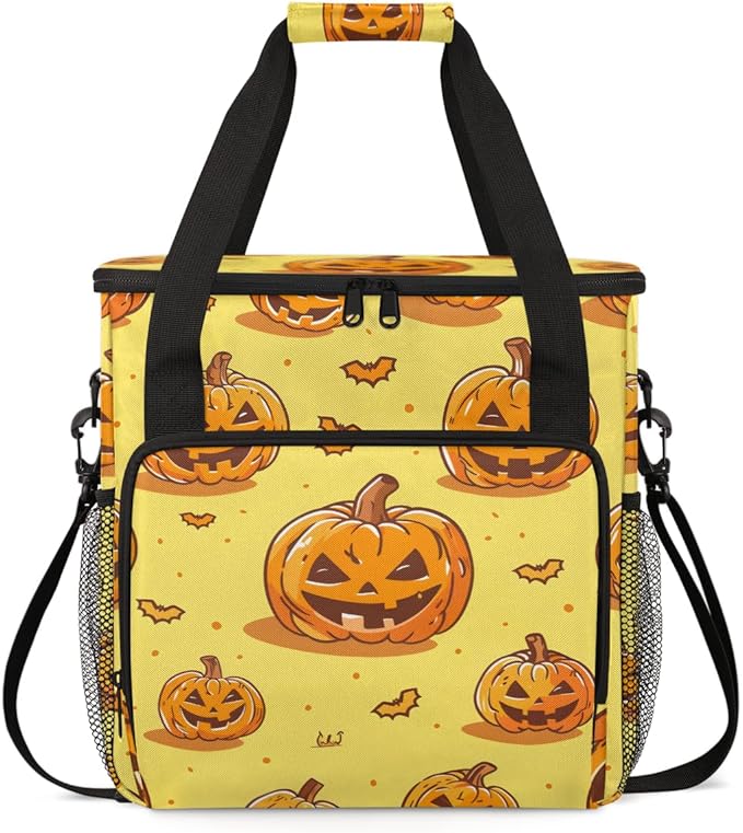 Retro Pumpkin Coffee Maker Carrying Bag Mystical Pumpkin Travel Storage Bag Compatible with K-Mini or K-Mini Plus Single Serve Coffee Brewer Carrying Case with Multiple Pockets &amp Shoulder Strap