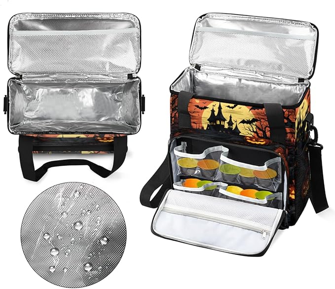 Gothic Castle Halloween Pumpkin Coffee Maker Carrying Bag Travel Storage Bag Compatible with K-Mini or K-Mini Plus Single Serve Coffee Brewer Carrying Case with Multiple Pockets &amp Shoulder Strap