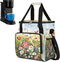 Flower Butterfly Oil Painting Coffee Maker Carring Bag Travel Carrying Storage Tote Bag Compatible with Keurig K-Mini or K-Mini Plus Portable Single Serve Coffee Brewer Case with Pockets