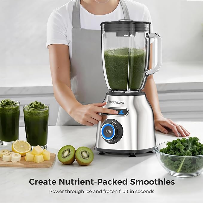 Blender with 3 Programs 1000W Heavy-Duty Countertop Blenders for Kitchen 59 Oz Glass Jar Auto Clean 8-Speeds &amp Pulse Function Blender for Smoothies Shakes Ice Crushing &amp Frozen Fruit