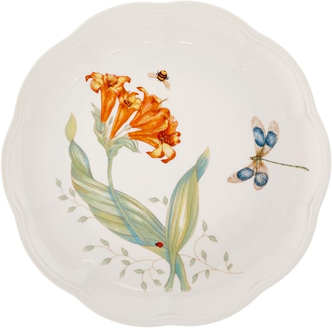 Lenox Dinnerware Set Butterfly Meadow 18-Piece Set Service For 6 White Porcelain Butterfly And Flower Designs Plates And Bowls Sets Dishwasher Safe Home &amp Kitchen (18 Pieces Assorted)