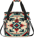 Geometry Flower Coffee Maker Carrying Bag Retro Aztec Travel Storage Bag Compatible with K-Mini or K-Mini Plus Single Serve Coffee Brewer Carrying Case with Multiple Pockets &amp Shoulder Strap