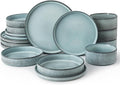 Famiware Star Dinnerware Set with Plates and Bowls Service for 4 (16-Piece) Stoneware Kitchen Dishes Dinner Sets - Smoky Blue