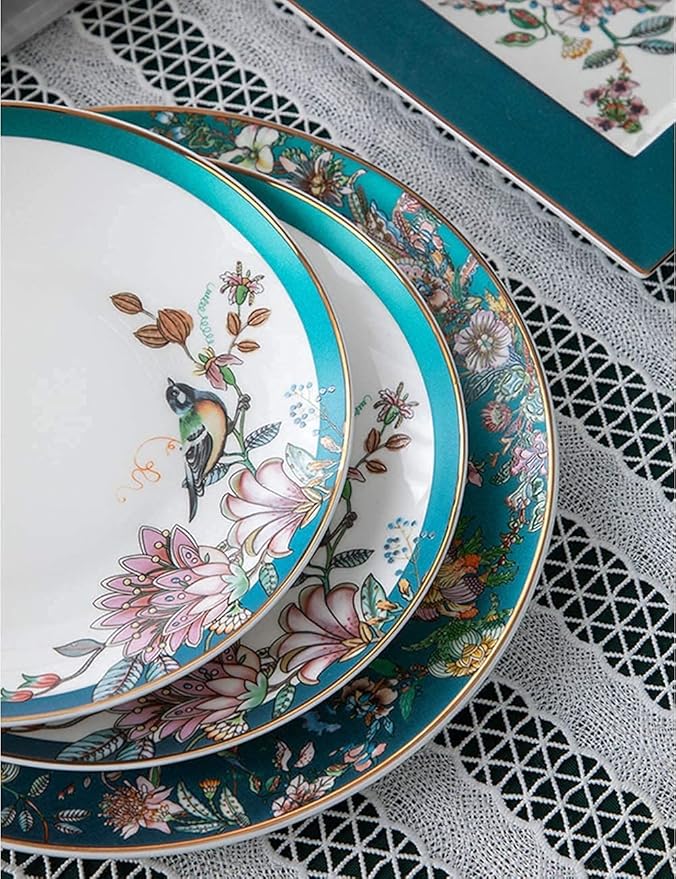 Dinnerware Sets Dish Set70Pcs Bone ChinaPalace Style Color Ceramic Tableware SetService for 10 People