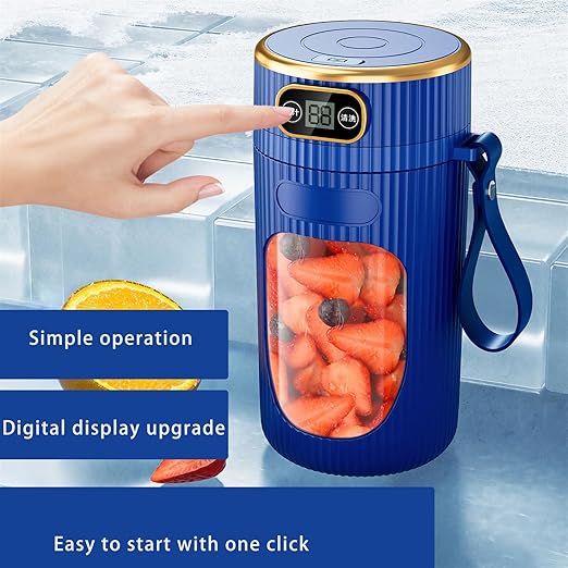 Portable Juicer Cup Real Battery - Easy Cleaning Ideal Health Enthusiasts Fitness Lovers(01Single with Lid)