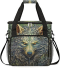 Cool Wolf With Gold Eyes Coffee Maker Carrying Bag Waterproof Coffee Maker Travel Storage Bag Portable Coffee Machine Tote Bag Carry on Bag Case with Shoulder Strap for Single Serve Coffee Maker