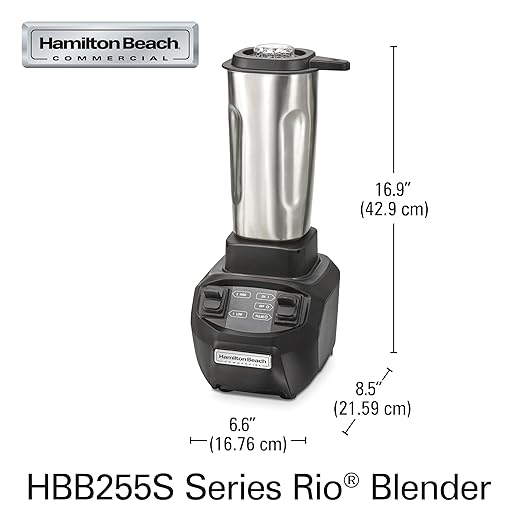 Hamilton Beach Commercial HBB255S Rio Stainless-Steel Bar Blender 1.6 Horsepower 32 Ounce Capacity NSF Certified