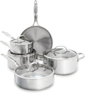 GreenPan Valencia Pro Tri-Ply Stainless Steel 9 Piece Cookware Set Induction Ready Pots &amp Pans Mirror Finish Dishwasher &amp Oven/Broiler Safe to 600F Compatible with All Cooktops