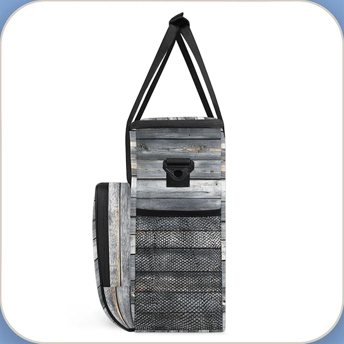 Wood Print Coffee Maker Travel Bag for Keurig K-Mini/K-Mini Plus Insulated Waterproof Tote with Pockets Portable Single-Serve Brewer Case